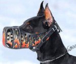 Hand painted by our artists leather Muzzle ART Plus - FLAMES