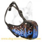 Dog Muzzle with Exclusive Blue Flames Painting
