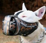 English Bull Terrier Hand painted leather dog muzzle ART Plus