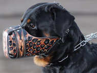 Hand painted by our artists leather Muzzle ART Rottweiller muzzl